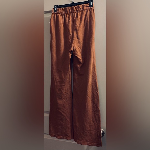 Talentless French Terry Lounge Pants Brown Pull-on Relaxed Wide Flare Boot Leg - Picture 6 of 8